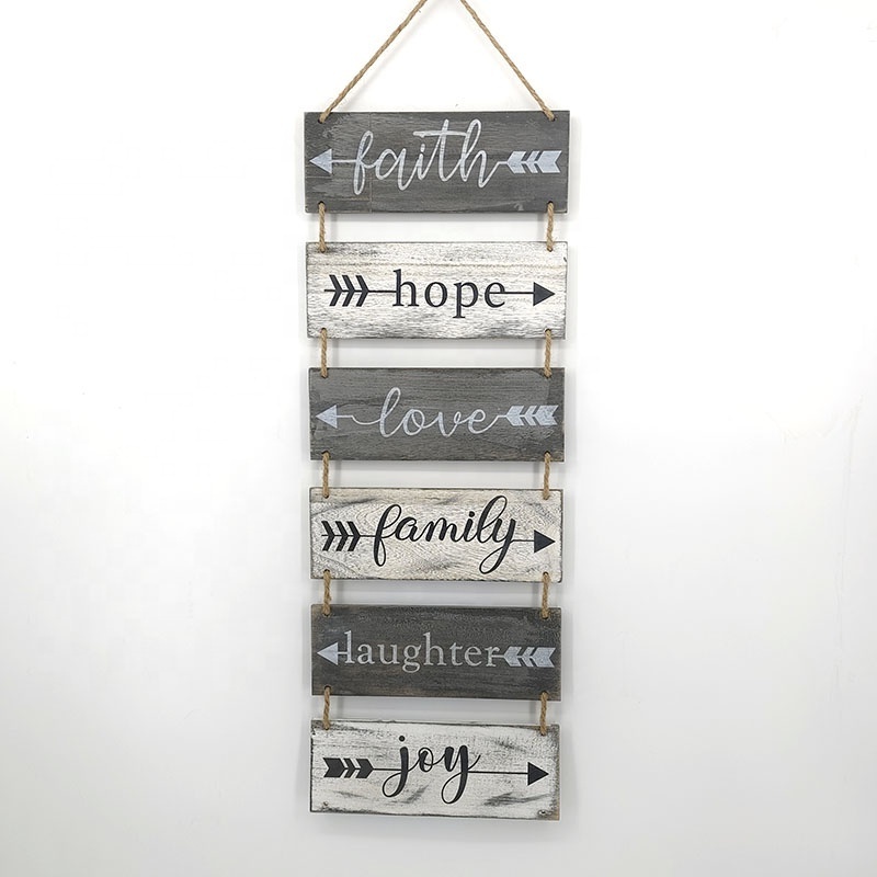 Wooden Hanging Wall Sign Welcome Vertical Wall Art Decoration Rustic Sign For House Love Family Laughter Joy Plaques