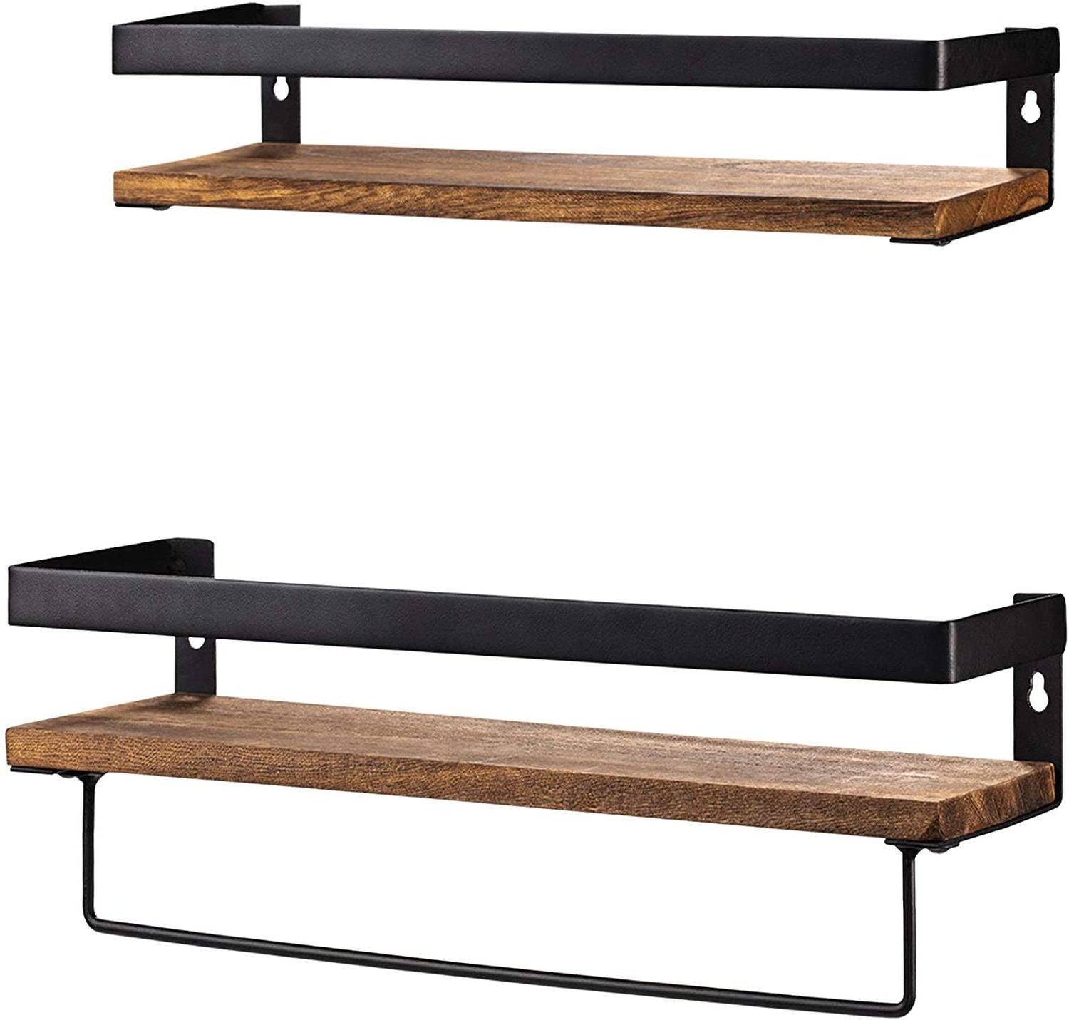 Rustic Floating Shelf Wall Mount Storage Holders Racks Set Of 2 Hanging Storage Rack Towel Racks Desk Organizer