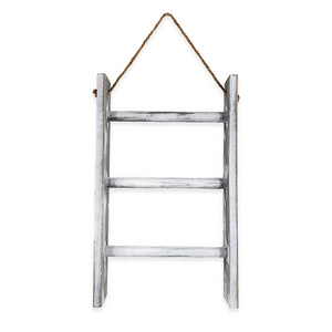 Shangrun Farmhouse Home Decor Rustic Vintage Style 3-Layer- Wooden Towel Rack Wood Ladder Blanket For Home Bathroom