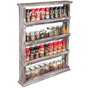 Wooden Spice Rack Organizer Wall Mount Spice Rack Organizer Kitchen Drawer 4 Tier Seasoning Jar Shelves Pantry Organizer