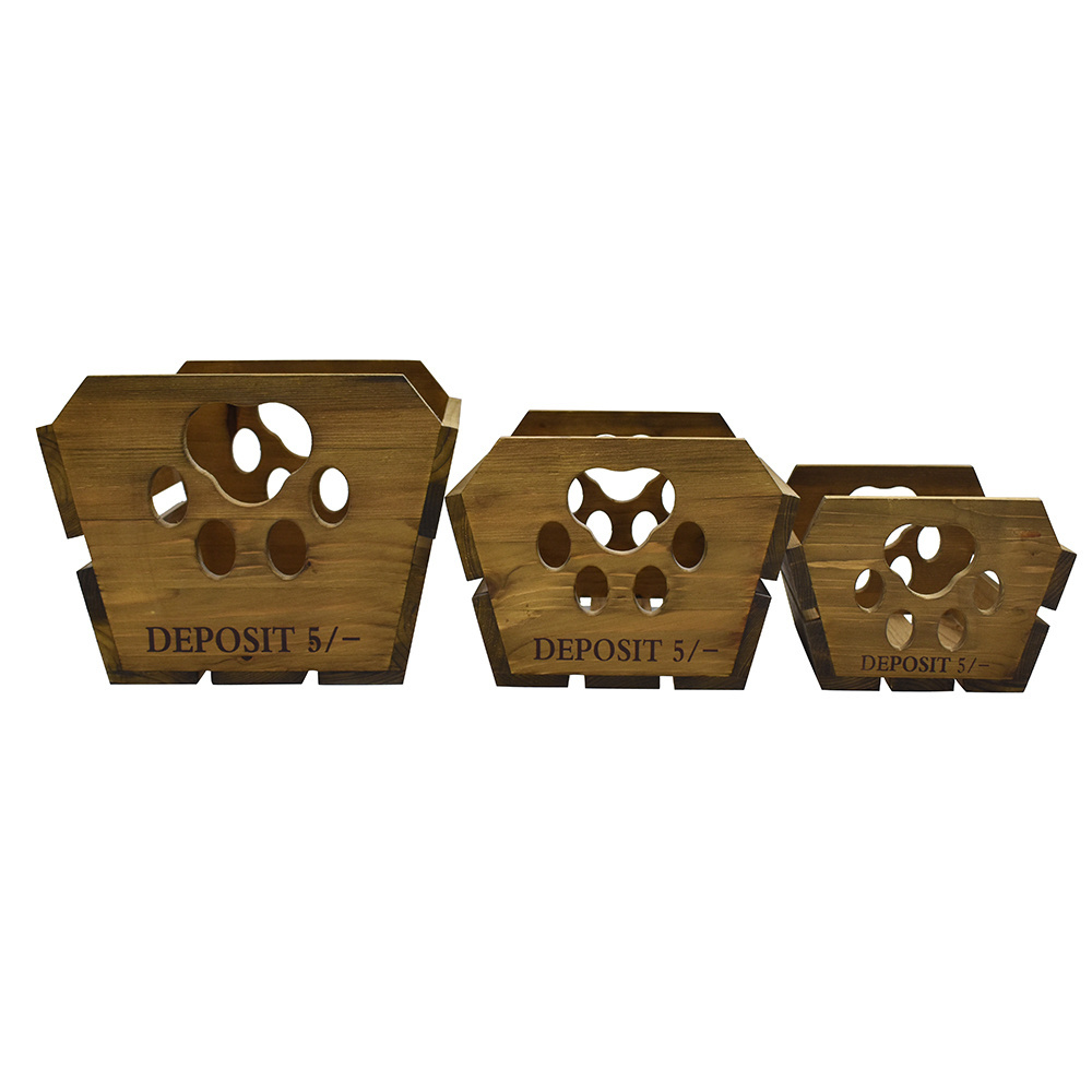 Designer Craft Wooden Box Dog Paw Print Handle Decorative Wooden Vegetable Nesting Crates Craft Wood Box Crate 3 Pcs Wholesale