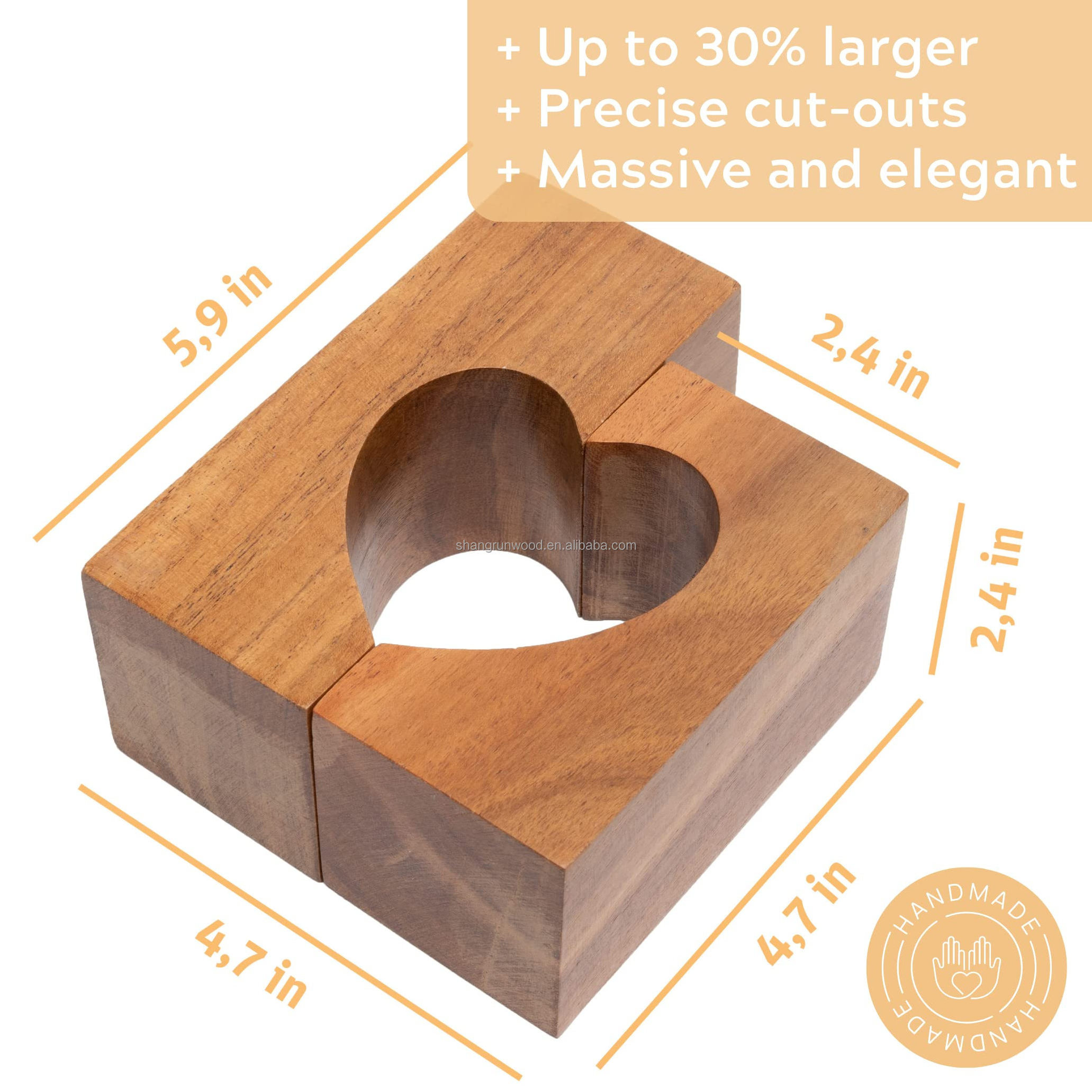 Handmade Decorative Eco-Friendly Wooden Heart Candle Holder Unfinished Wooden Candle Holder Pillar For Dining Table