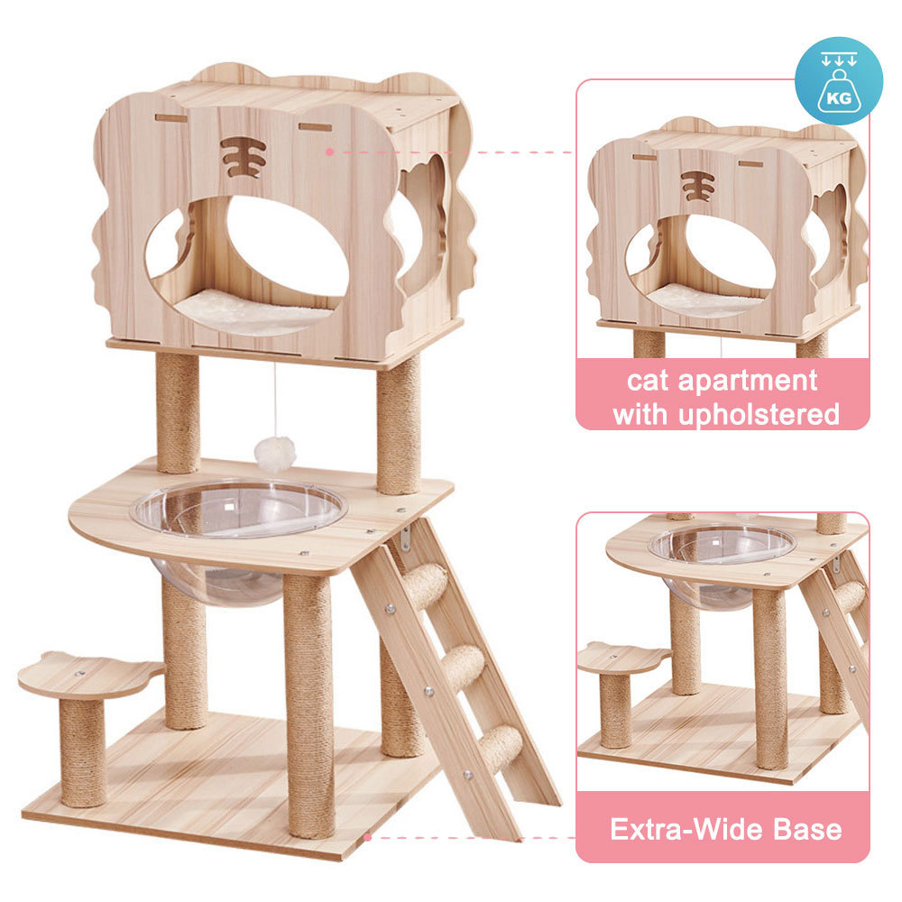 Multifunctional Four Seasons General Solid Wood House Cat Space Capsule Scratching Board Climbing Frame Tree House Cat Hammock