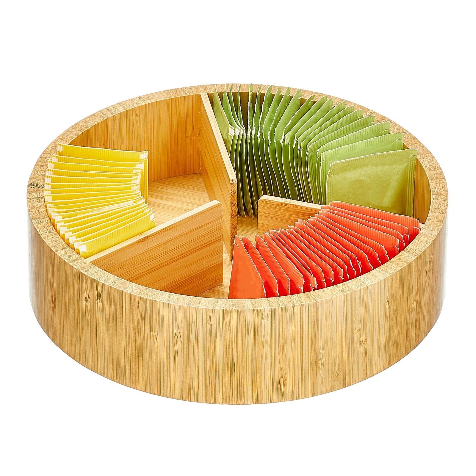 Bamboo Rotating Spice Rack Organizer - Seasoning Organize Rotates 360 Degrees Turntable Spinner Rotating Organizer