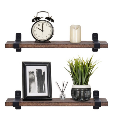 Modern Farmhouse Decorative Wall Mounted Shelves Set Of 2 Floating Shelves Rustic Wall Mounted Shelves With U Brackets