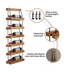 High Quality Kitchen Wall Cabinets Wine Bottle Display 6 Tier Wine Rack Wall Mounted Wooden Folding Wine Rack