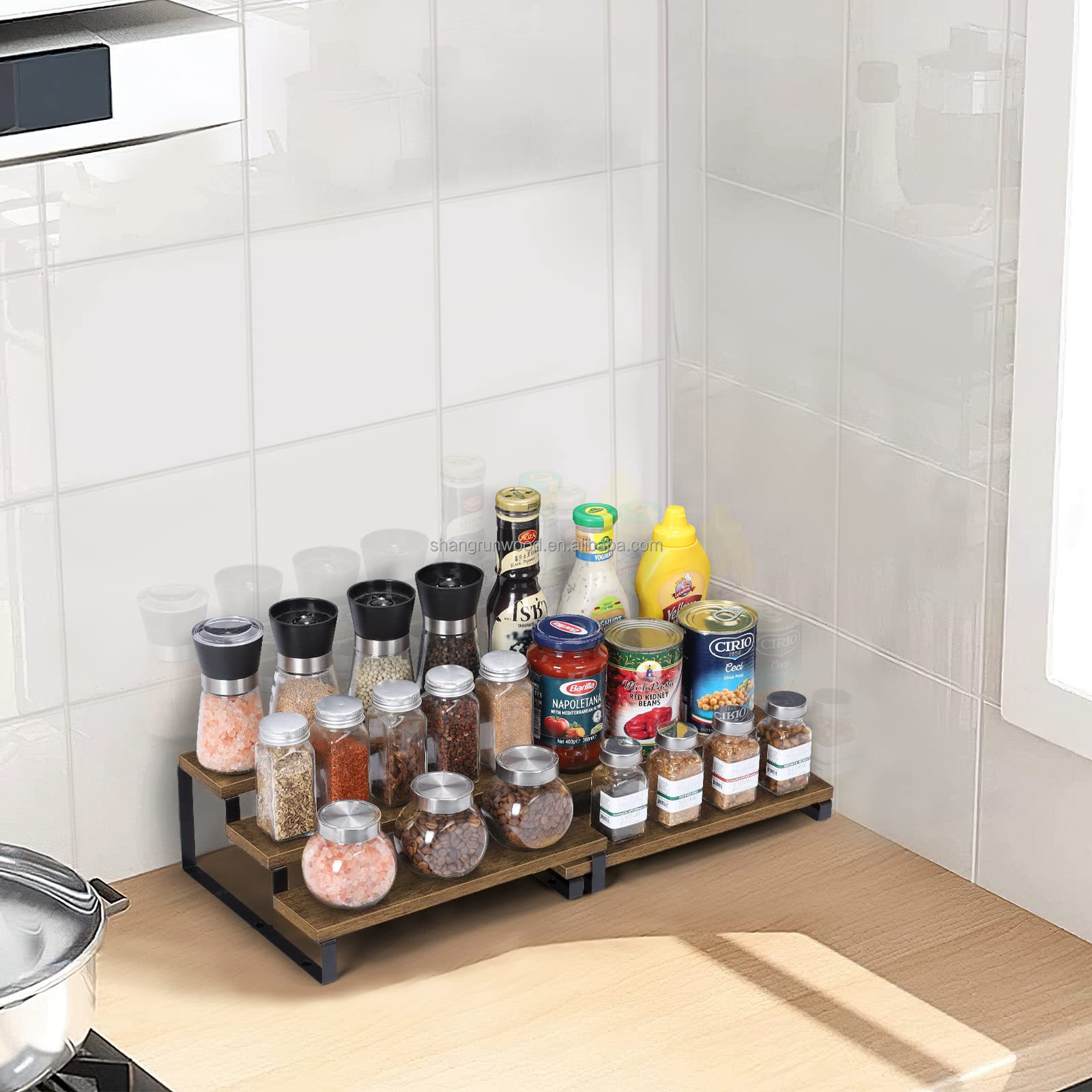 Kitchen Spice Storage Organizer Spices Seasoning Bottle Storage For Cabinet Storage Shelf 3 Tier Spice Drawer Organizer