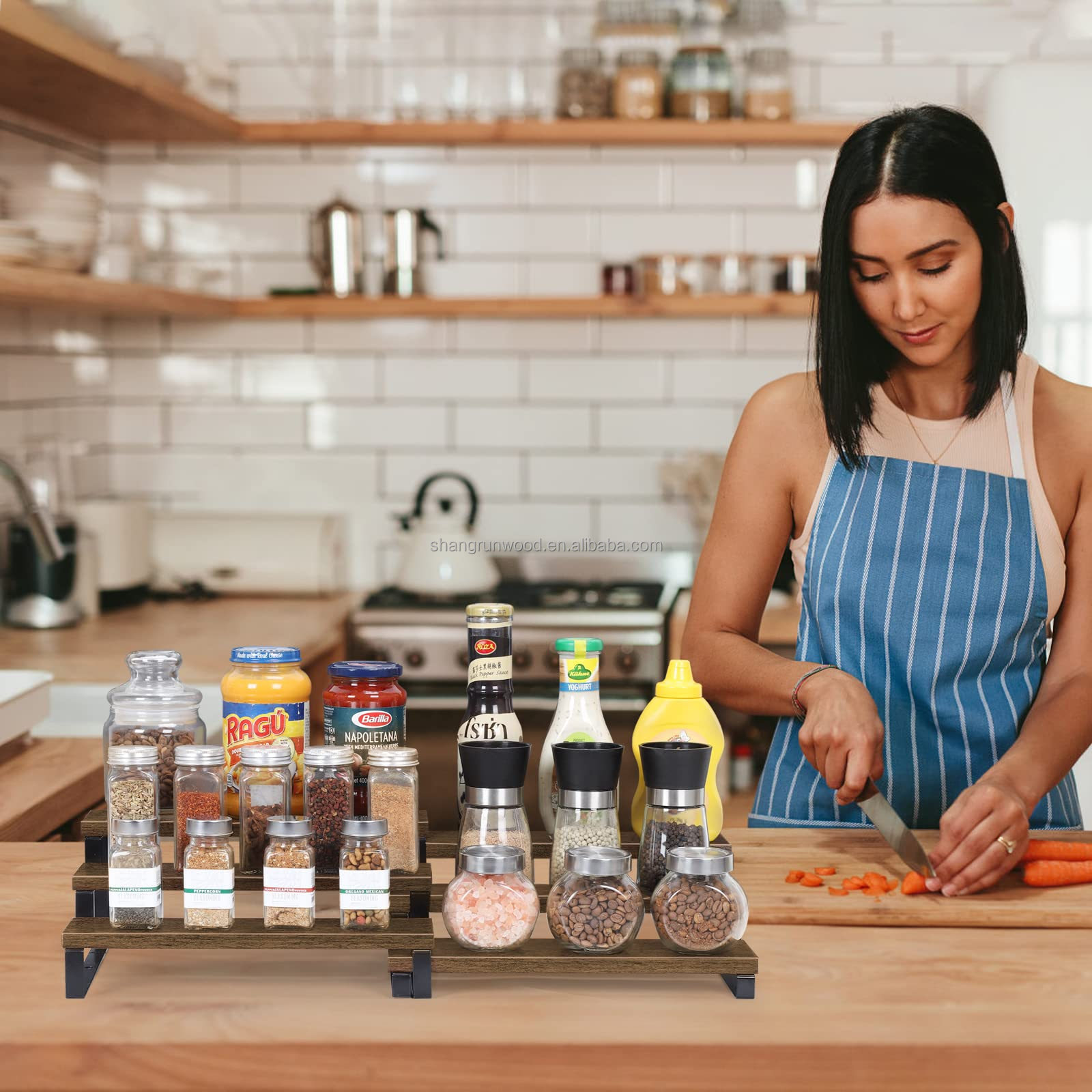 Kitchen Spice Storage Organizer Spices Seasoning Bottle Storage For Cabinet Storage Shelf 3 Tier Spice Drawer Organizer