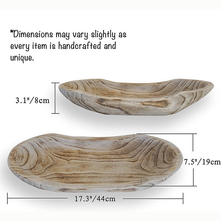 Farmhouse Style Hand-carved Rustic Long Big Wooden Candle Bowl Decorative Small Wooden Bowls Wooden Dough Bowls Wholesale