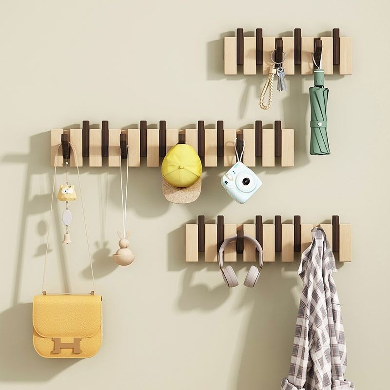 Beech Piano Keys Wall Hooks Entry Door Entry Door Solid Wood Wall Mounted Storage Hooks Behind The Door Coat Racks