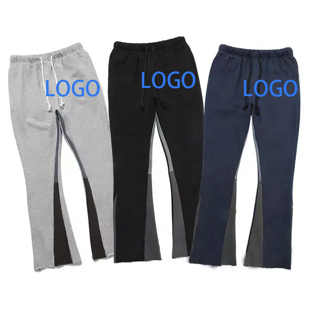 Custom Logo Flared Flair Sweatpants Men Pants Vintage Casual Flared Drawstring Splash Pants