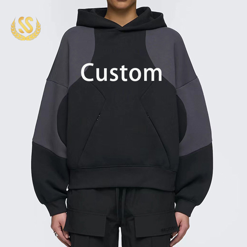 Custom Logo Batwing Sleeves Hooded Top Loose 500gsm Brushed Hoodie Unisex Oversized Hoodie with Invisible Zipper