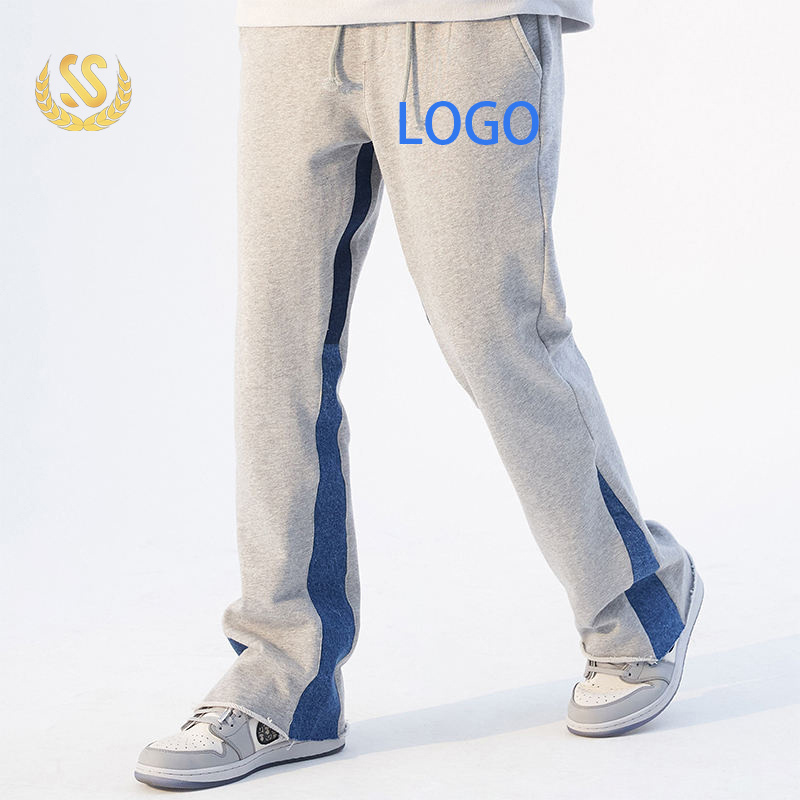 Custom Logo Flared Flair Sweatpants Men Pants Vintage Casual Flared Drawstring Splash Pants