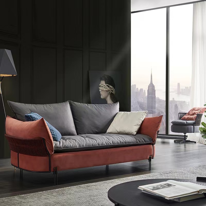 High Quality Furniture Art Living Room black and red sofa 4 seat couch royal couch luxury