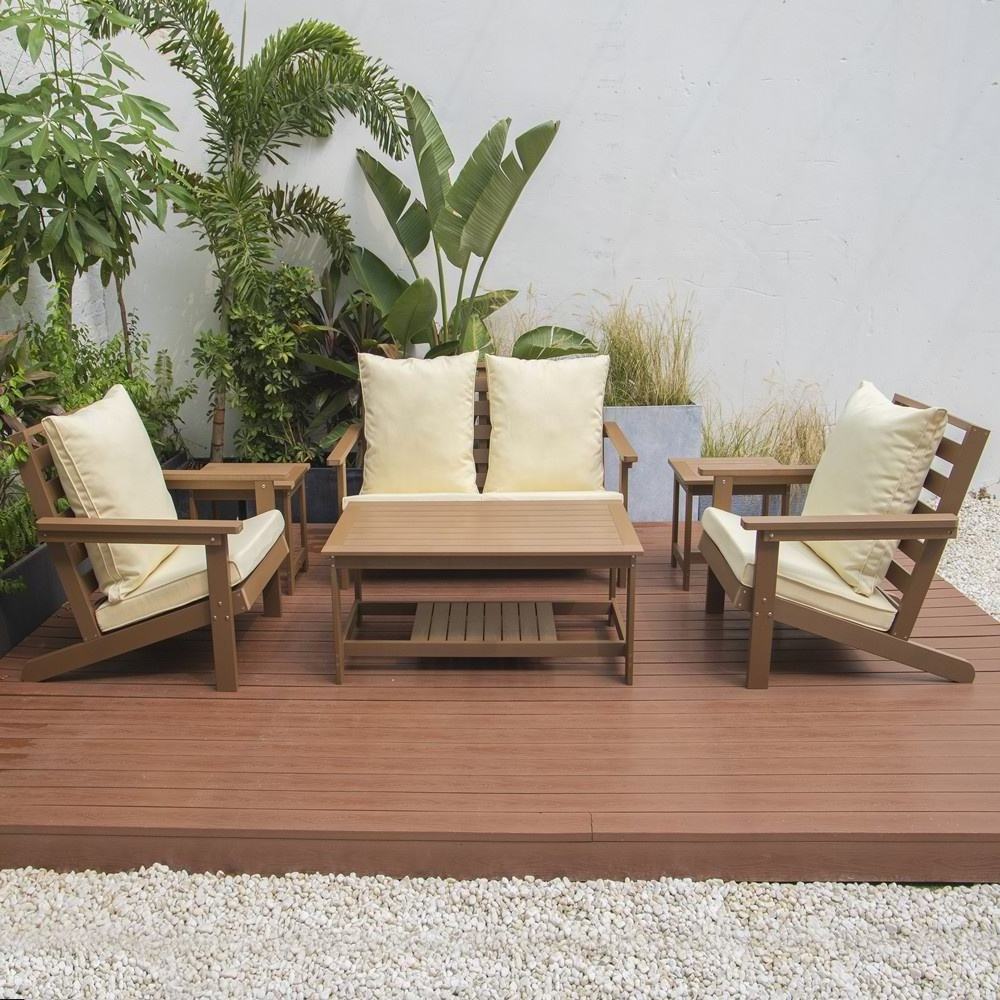 Factory plastic outdoor wooden sofa set PS wood patio furniture set New design Chinese factory garden sofa set