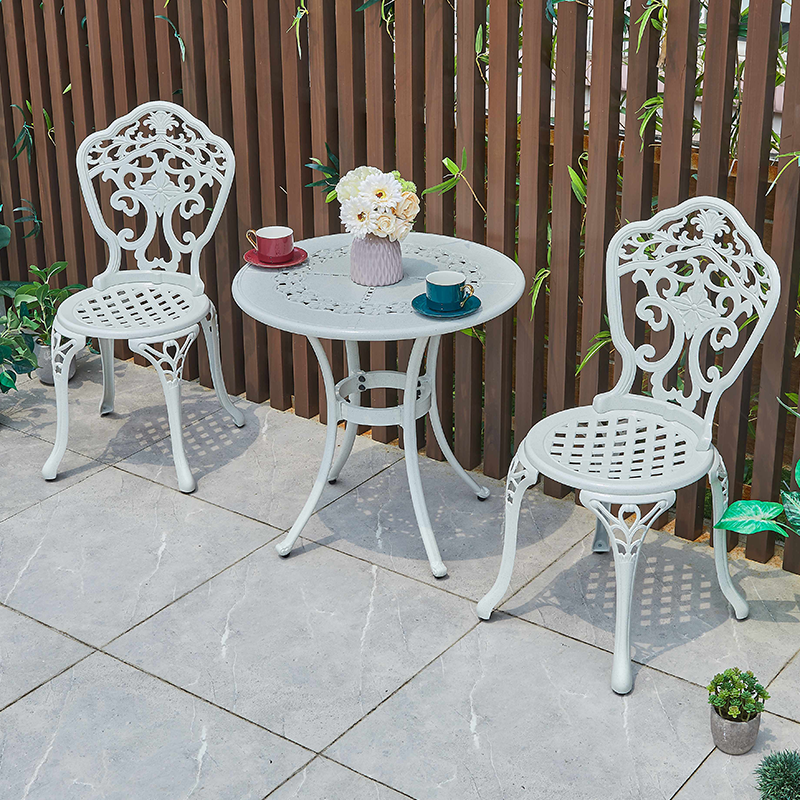 Outdoor 2 4 6 seat table set patio garden furniture balcony patio set cast aluminum tile table and chairs garden furniture set