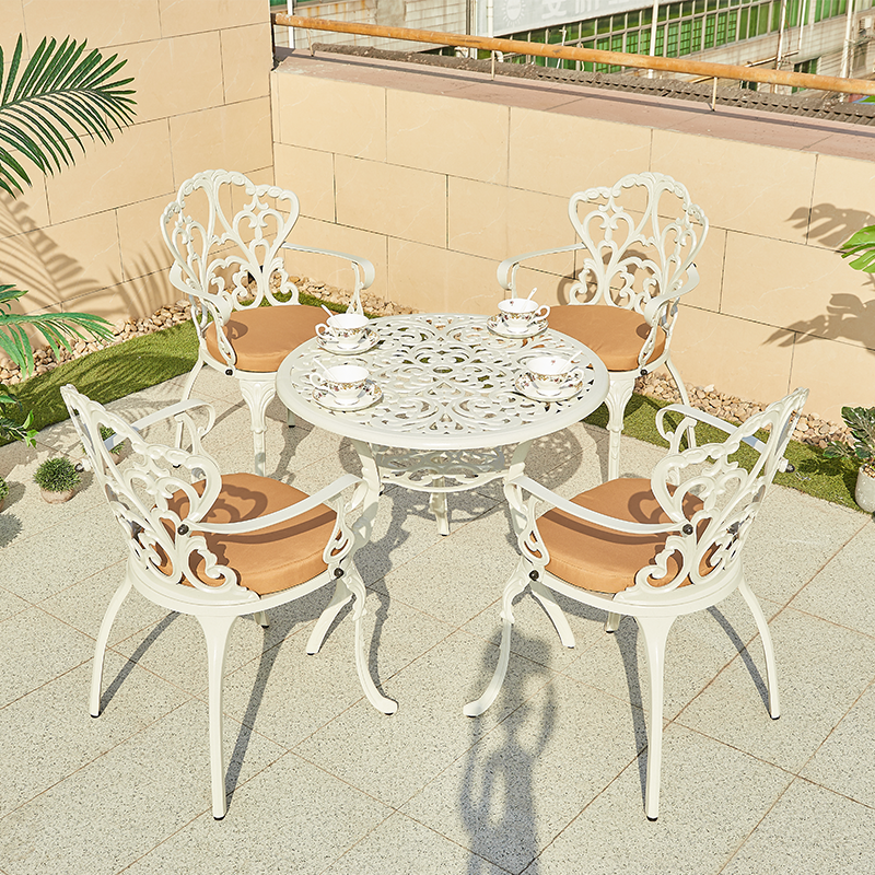 Outdoor 2 4 6 seat table set patio garden furniture balcony patio set cast aluminum tile table and chairs garden furniture set