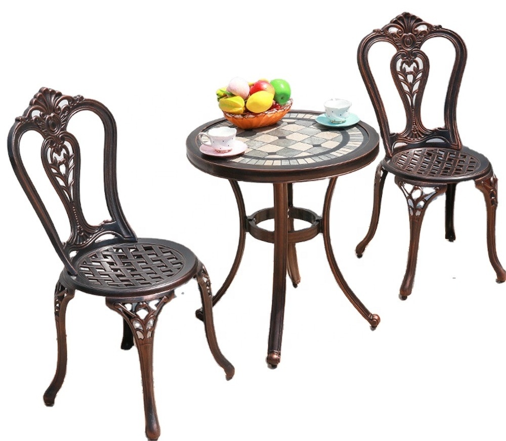 Outdoor 2 4 6 seat table set patio garden furniture balcony patio set cast aluminum tile table and chairs garden furniture set