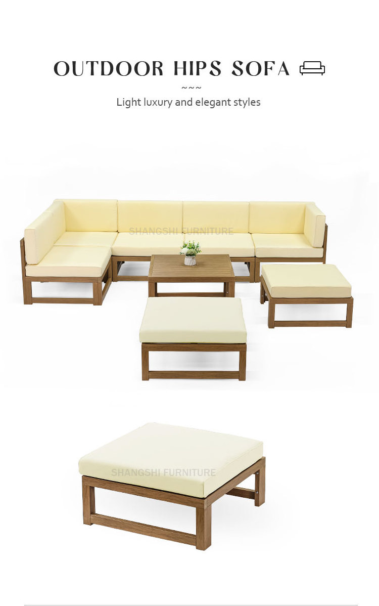 China Factory Customize Patio Park Villa Hotel plastic wood Project Garden Sofa Set Outdoor Furniture sofa