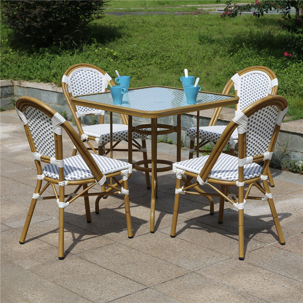 ALUMINUM PLASTIC WICKER TABLE OUTDOOR PLASTIC RATTAN FURNITURE OUTDOOR DINING TABLE