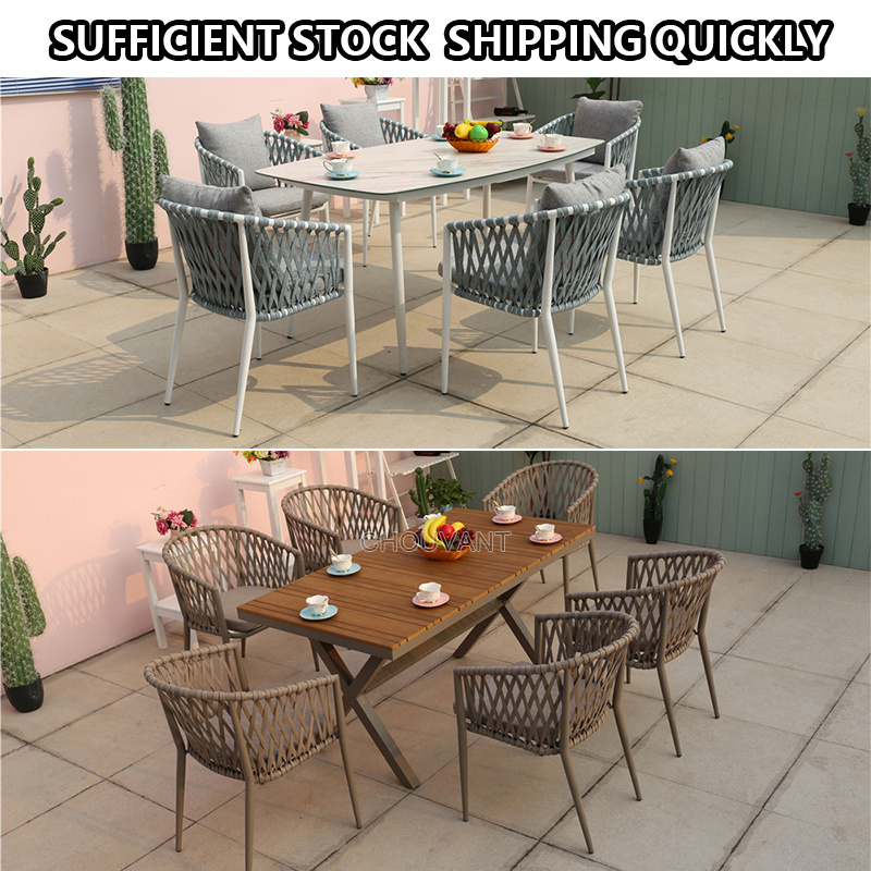 Terrace outdoor restaurant patio garden set furniture rope woven outdoor dining chair patio rope chair furniture