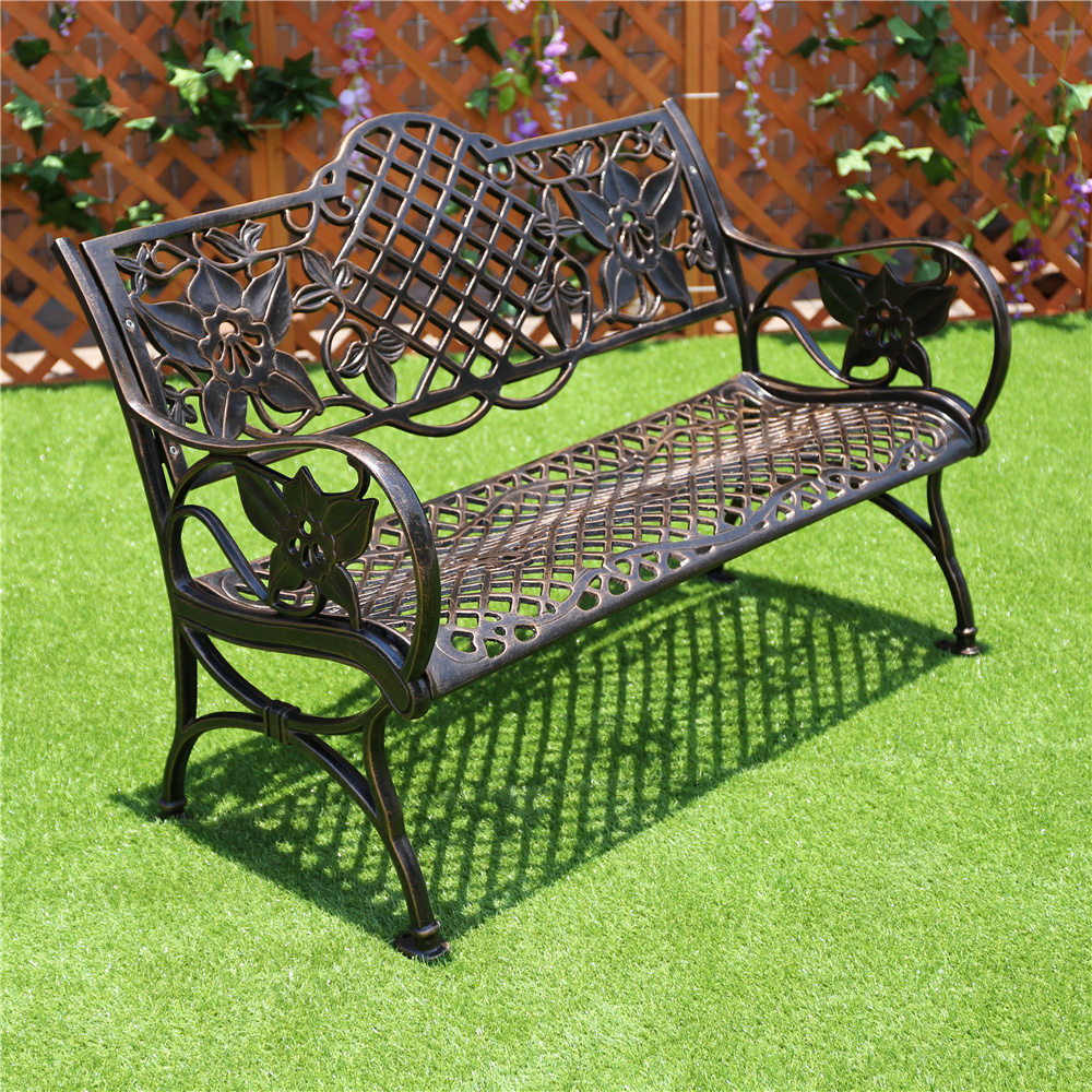 Courtyard Chair Patio Used Park Benches Bench for Garden Die Casting Aluminum Bench Metal Outdoor Park Leisure Outdoor Furniture