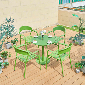 Outdoor Garden Used Aluminium Slatted outdoor garden furniture Metal Table And Chairs