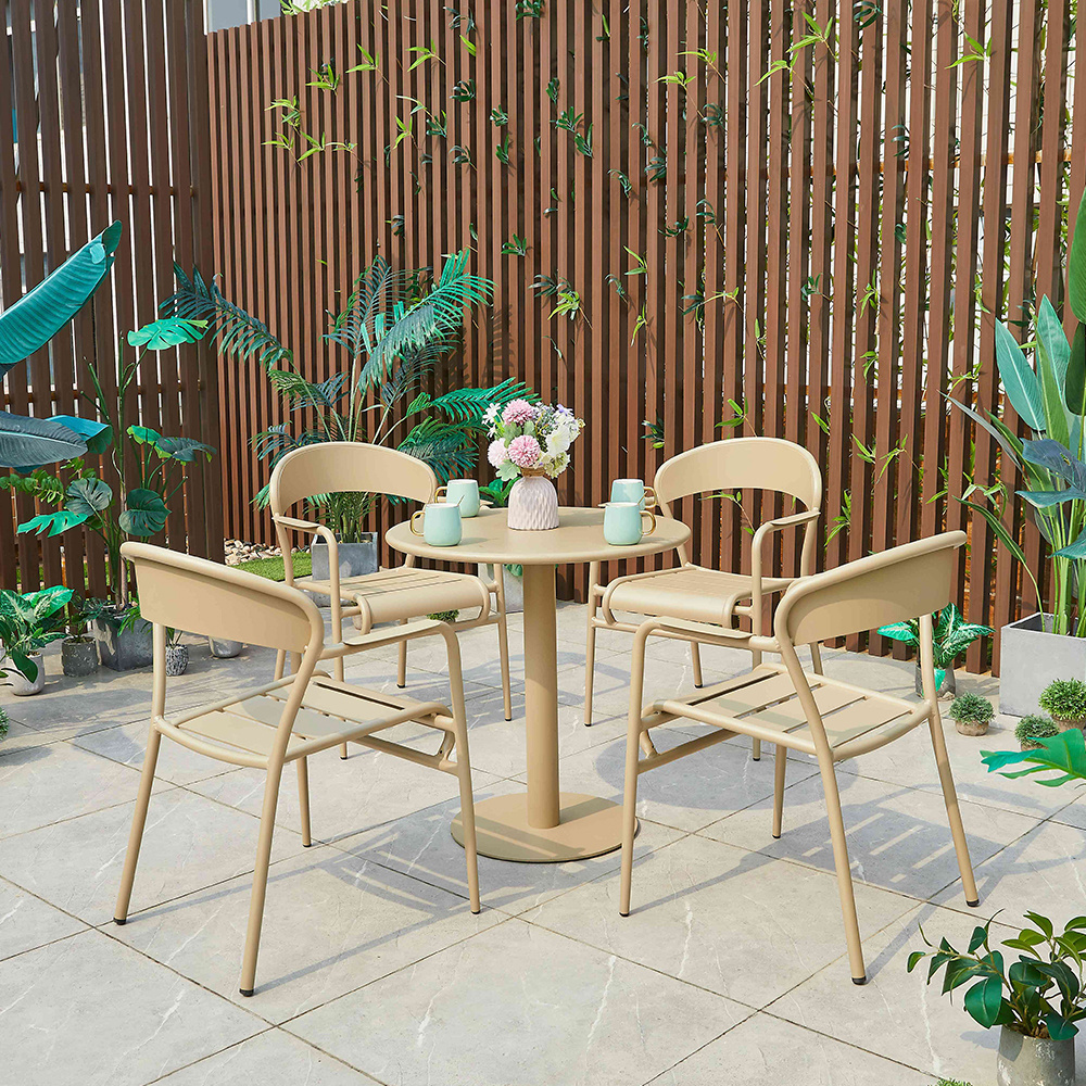 Outdoor Garden Used Aluminium Slatted outdoor garden furniture Metal Table And Chairs