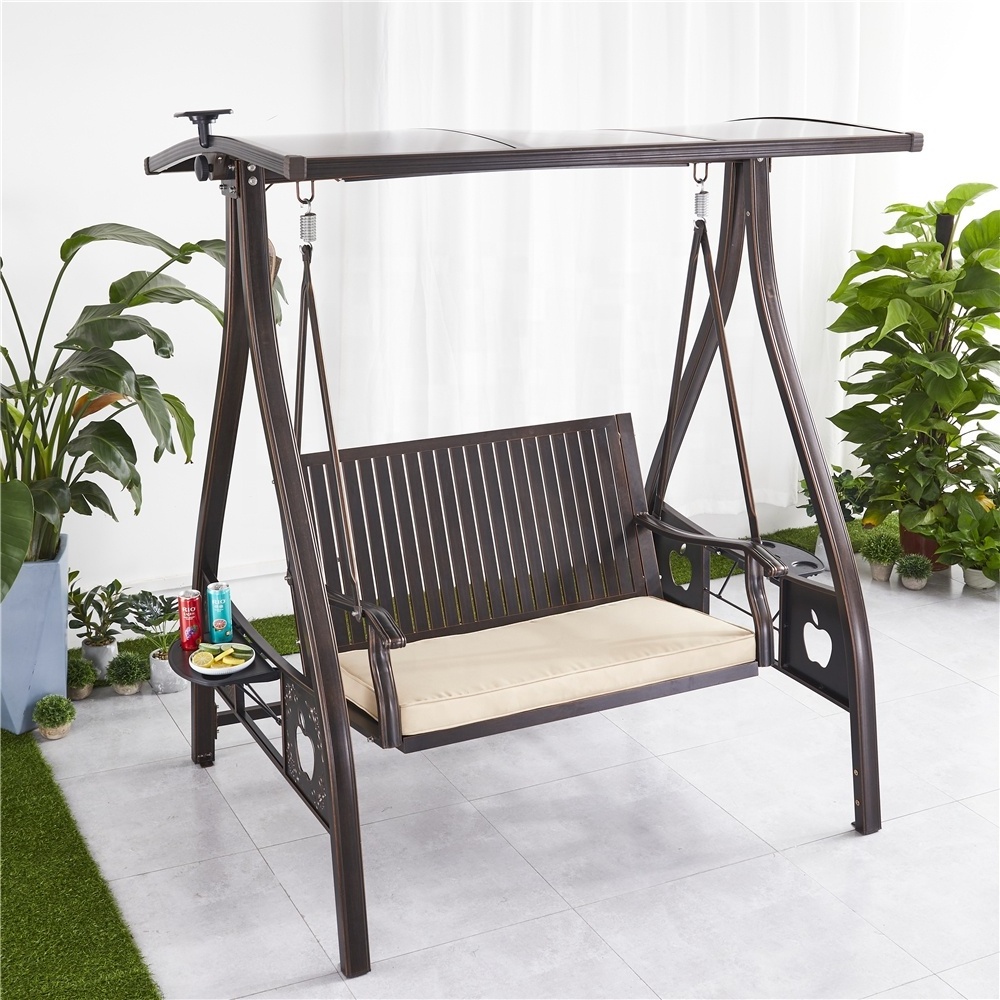 High Quality Modern Outdoor Furniture Metal Stand Garden Rattan Patio Swings With Canopy