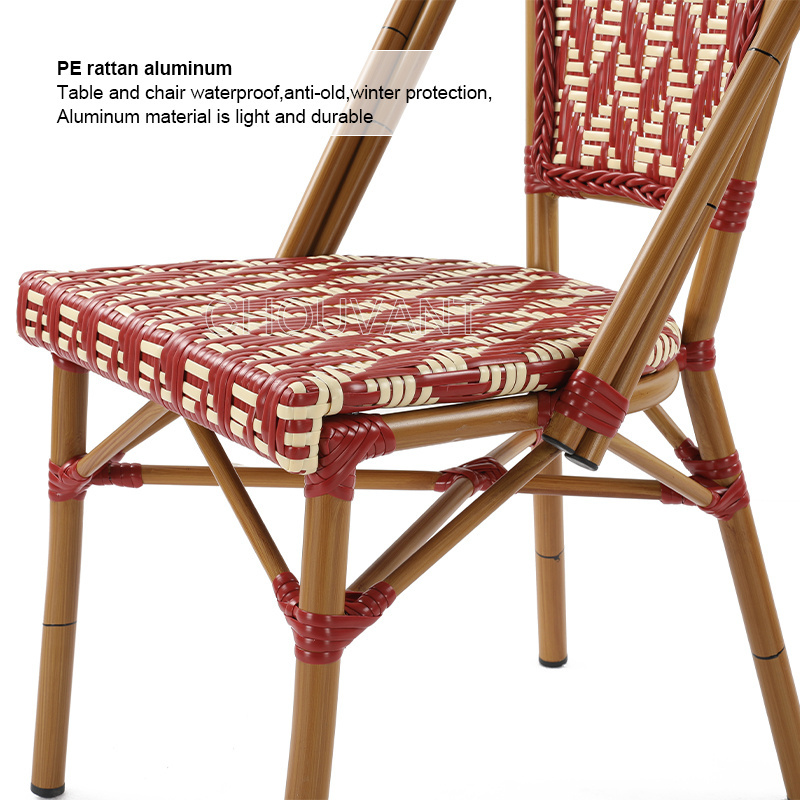 Patio Stacked French wicker Rattan chair Paris Bamboo Garden Bistro chair