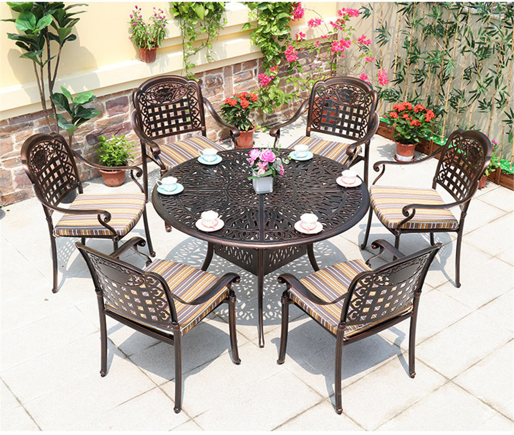 Good price outdoor patio cast aluminum furniture all weather dining die-cast garden sets coffee  chair aluminum chair