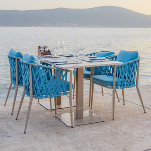 Terrace outdoor restaurant patio garden set furniture rope woven outdoor dining chair patio rope chair furniture