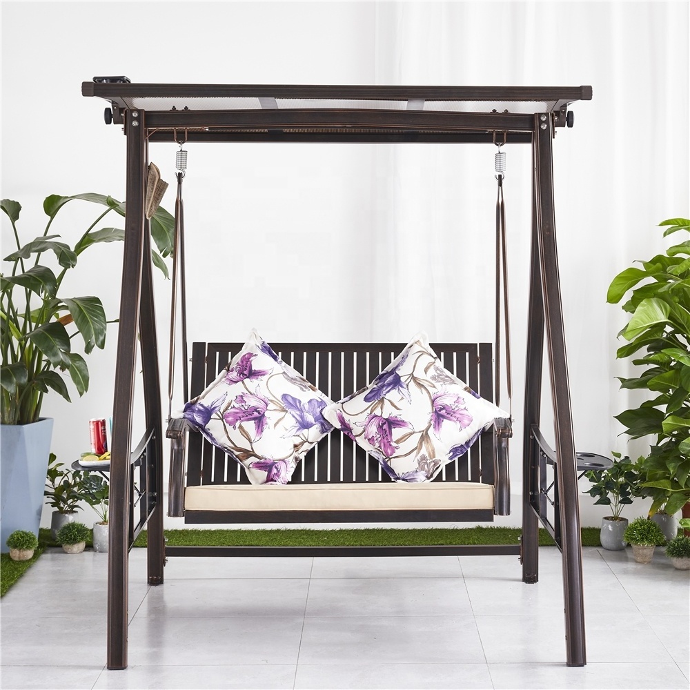 High Quality Modern Outdoor Furniture Metal Stand Garden Rattan Patio Swings With Canopy