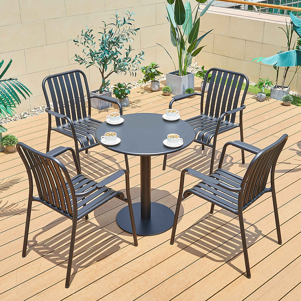 Outdoor Garden Used Aluminium Slatted outdoor garden furniture Metal Table And Chairs