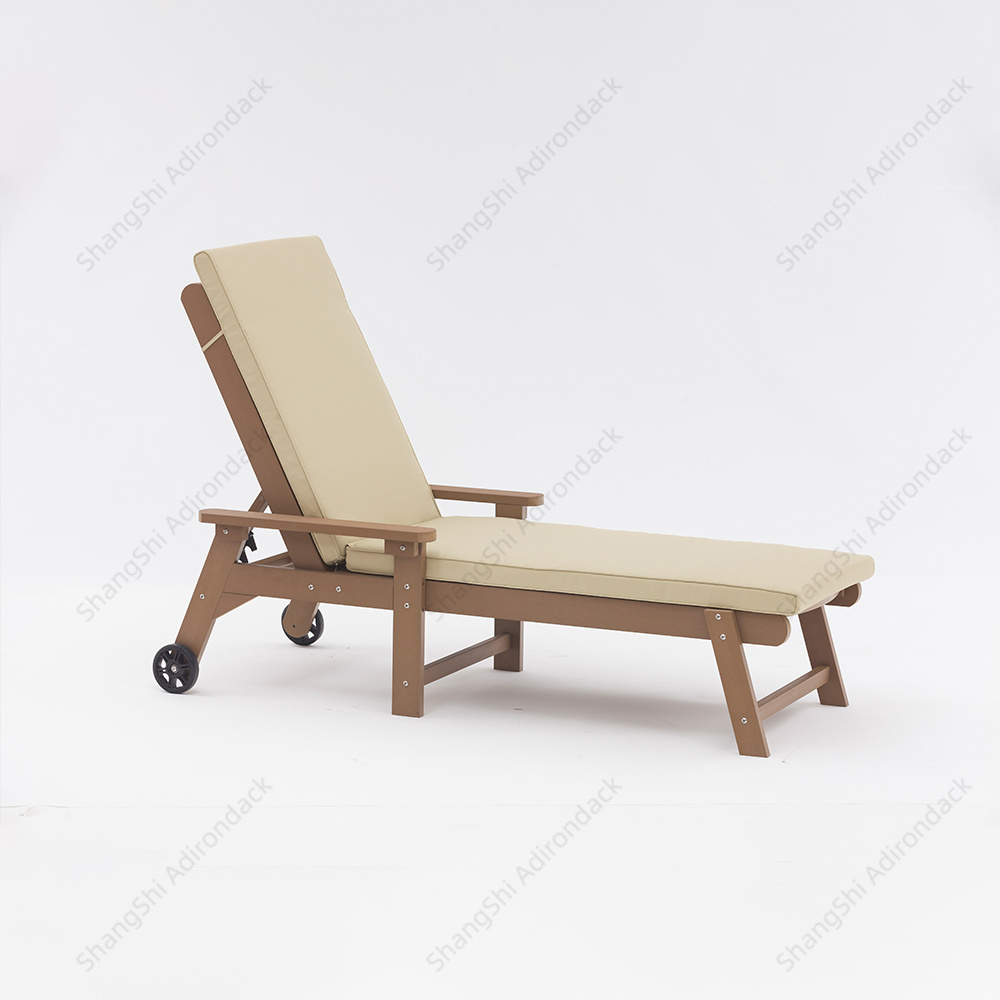 Wholesale HIPS Sun bed Plastic Wooden Armrest Chaise Longue Hotel Pool Nordic Modern Patio Outdoor Foldable Chaise Lounge Chair