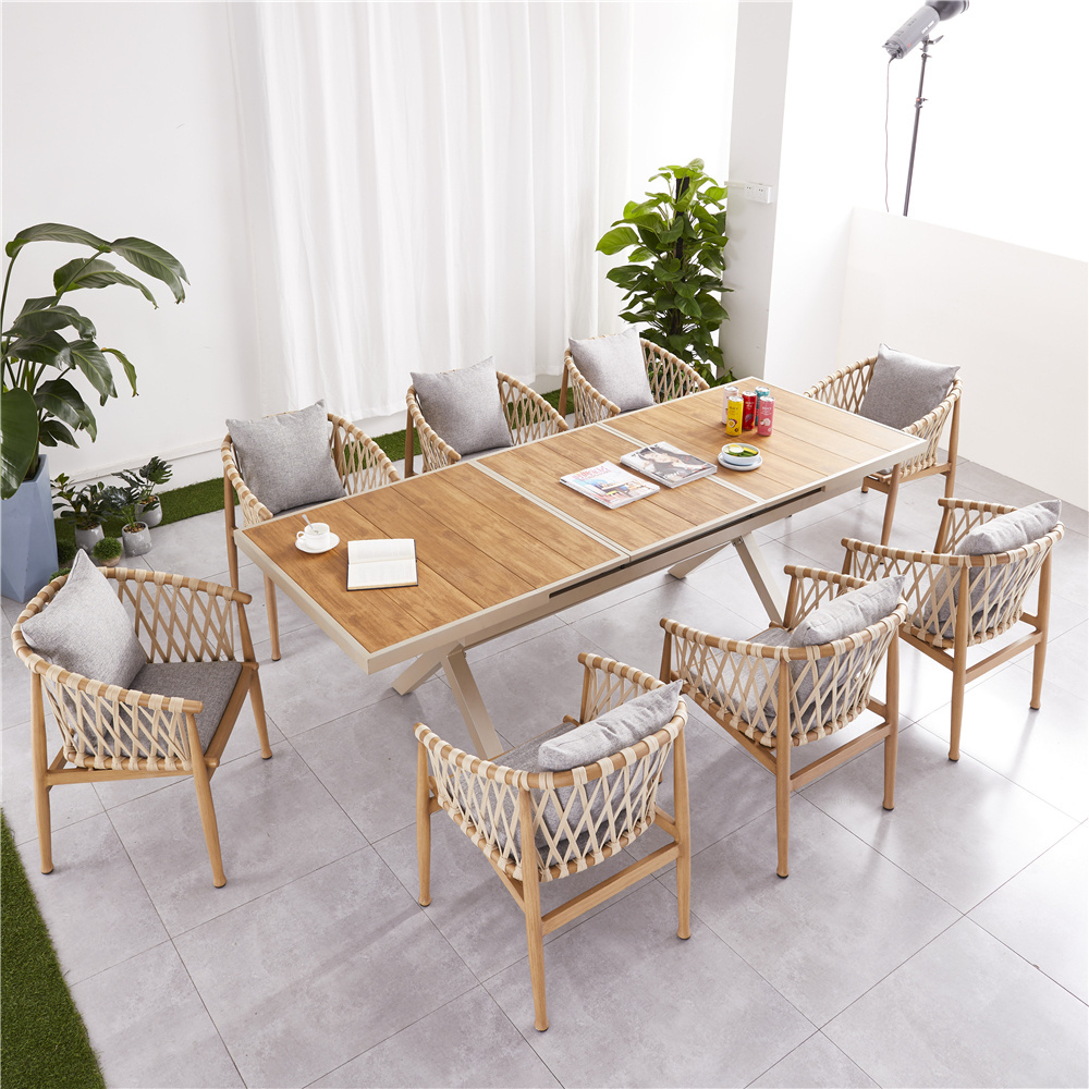 Modern Plastic wood outdoor restaurant garden tables and chairs outdoor furniture patio dinning table patio furniture set garden