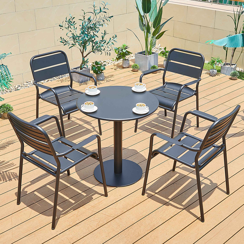 Outdoor Garden Used Aluminium Slatted outdoor garden furniture Metal Table And Chairs