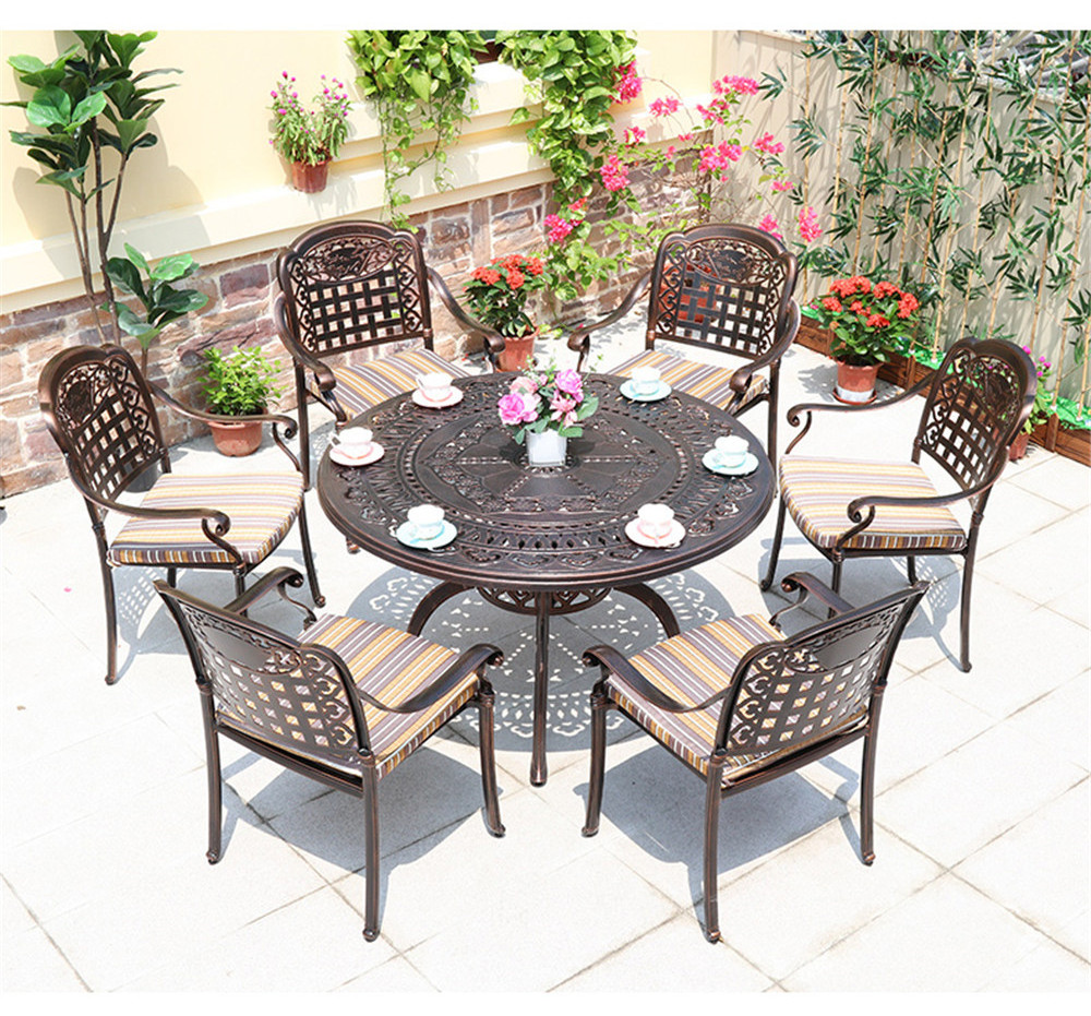 Good price outdoor patio cast aluminum furniture all weather dining die-cast garden sets coffee  chair aluminum chair