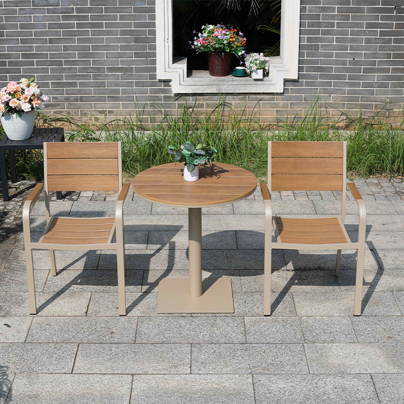 Garden Patio furniture Outdoor Plastic-wood table and chair 2+1 combination balcony table and chair