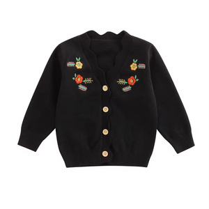 Sweater Manufacture Custom Vintage Cute Cartoon Animal Embroidery Women Cardigan Sweaters