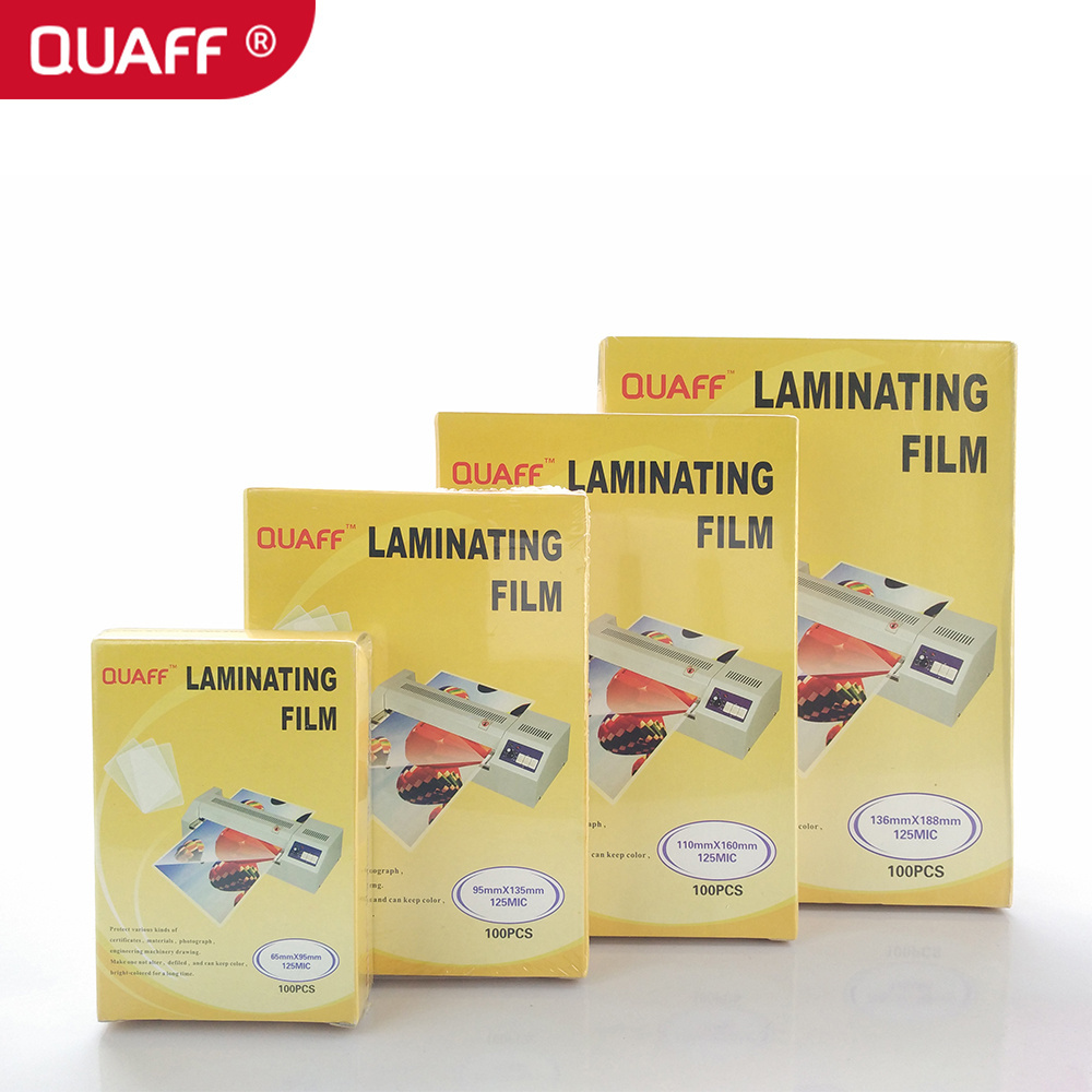 QUAFF hot Laminating pouch film High quality 250 mic 125 mic 80 mic 100 sheets for laminator