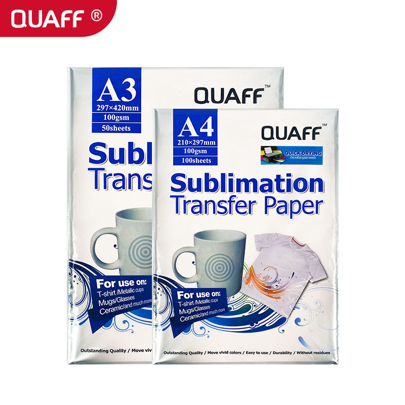 QUAFF Sublimation Paper  New Fast-Dry A4/A3/A3+ heat transfer paper 100gsm/125gsm for mug t-shirt MDF pillow stone