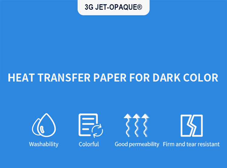 Wholesale Dark color No Cut 3G JET Opaque A4 A3 Heat Transfer Printing Paper transfer paper for 100% cotton T shirt