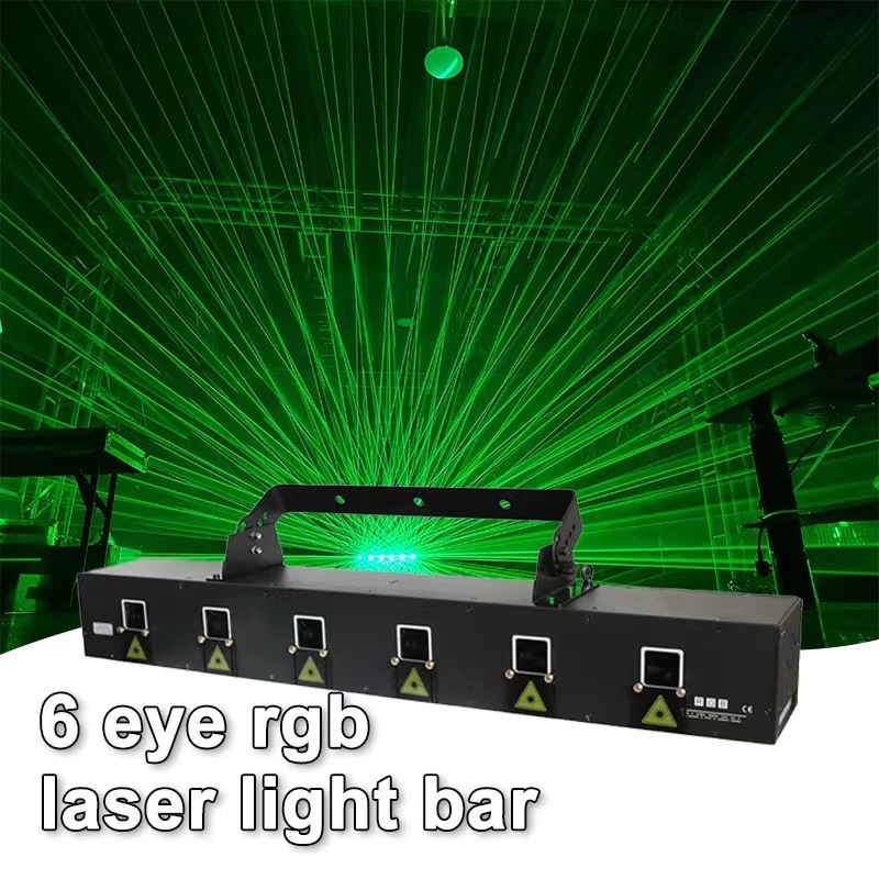 Six Eyes RGB Full Color Laser Beam Light Lazer Lighting 25 Scan Speed for Bar Disco DJ Night Club