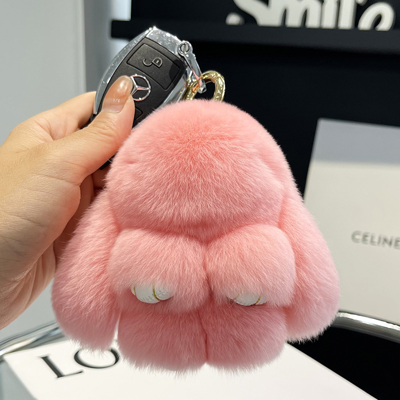 Cute otter rabbit plush doll bunny car keychain charm mini bag plush charm handbag backpack purse charm keychain