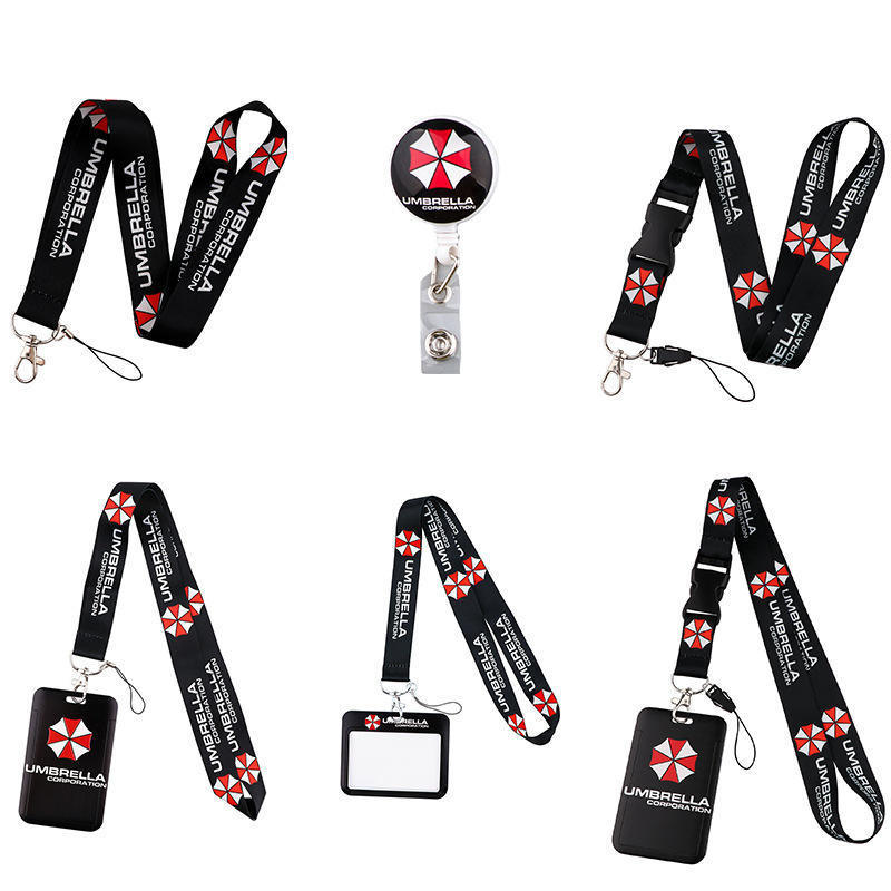 Wholesale Game Umbrella Logo Lanyard with Retractable Badge Holder ID Keychain Lanyard sublimation printed keychain