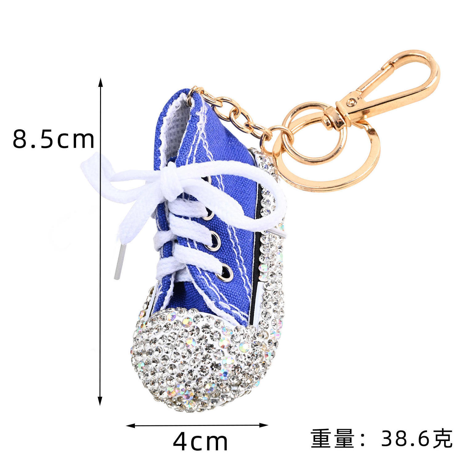 Mini canvas sneakers key chain bag charm pendant full diamond key chain 3d sparkling rhinestone canvas shoes key chain