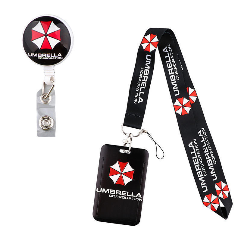 Wholesale Game Umbrella Logo Lanyard with Retractable Badge Holder ID Keychain Lanyard sublimation printed keychain