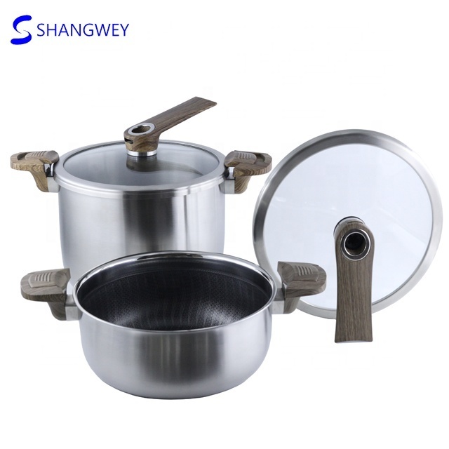 Wholesale German Healthy Pressure Cooking Pot Kitchen Hybrid Honeycmb Stainless Steel Stock Pot With Lid