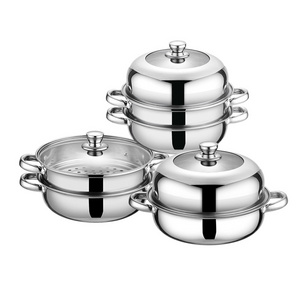 Stainless Steel 410 Steamer Pot With Lid 28CM Three Layers Kitchen Large Cooking Cookware Casserole Food Pots